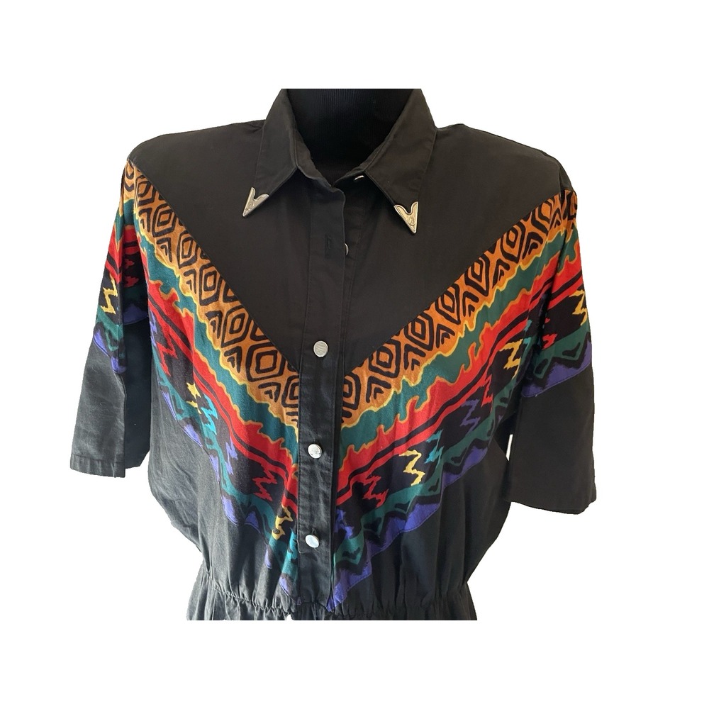 Women Vintage 80'd Lilia Smitty Exclusive Westerncore Dress Southwestern 7/8 USA